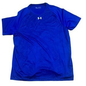 Under Armour Mens XL‎ HeatGear Blue Athletic Training T Shirt Loose Fit
